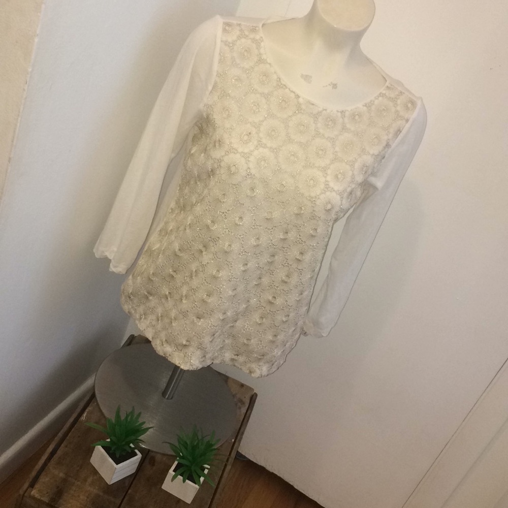 J.Crew lace front 3/4 sleeve top